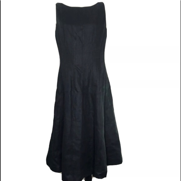 Anne Klein Dresses & Skirts - Anne Klein Black 100% Linen Pleated Dress Sz 12